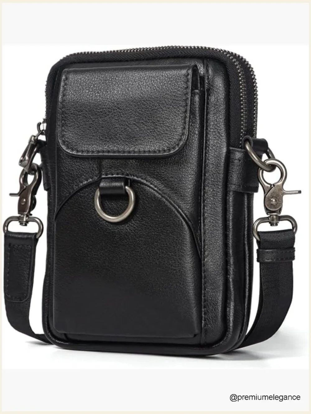 Full-Grain Leather Small Crossbody Messenger Phone Bag